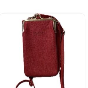 Carr Ken RED Crossbody Cellphone Purse Kiss Lock Top Boho Chic Y2K Mini Purse